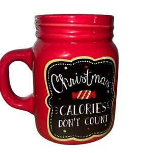 Celebrate It Christmas Mason Jar Mug 3" x 5" Red Ceramic